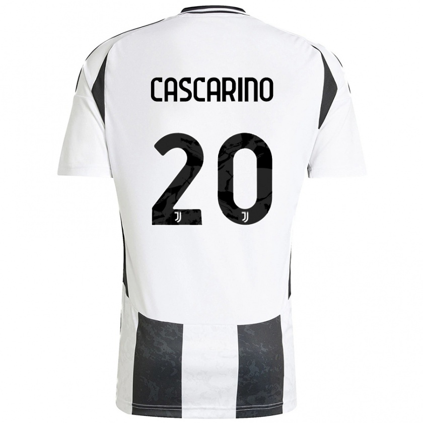 Kandiny Niño Camiseta Estelle Cascarino #20 Blanco Negro 1ª Equipación 2024/25 La Camisa Chile