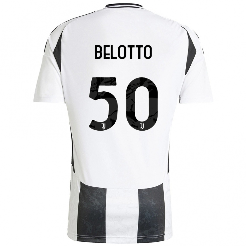 Kandiny Niño Camiseta Soledad Belotto #50 Blanco Negro 1ª Equipación 2024/25 La Camisa Chile