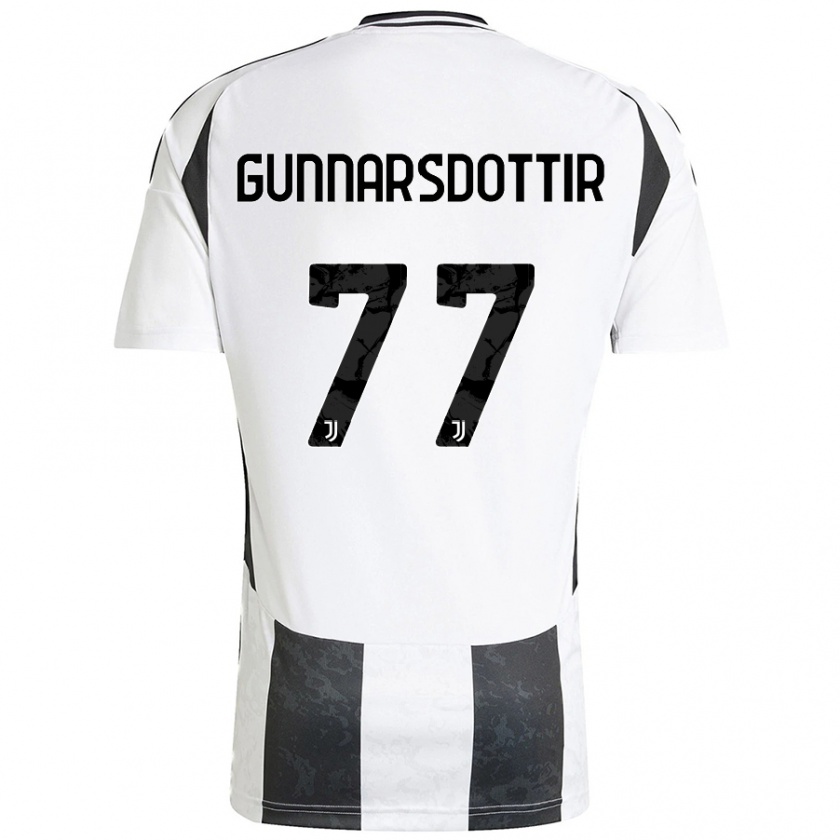 Kandiny Niño Camiseta Sara Björk Gunnarsdóttir #77 Blanco Negro 1ª Equipación 2024/25 La Camisa Chile