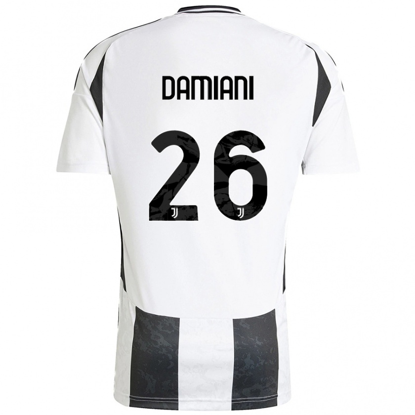 Kandiny Niño Camiseta Samuele Damiani #26 Blanco Negro 1ª Equipación 2024/25 La Camisa Chile