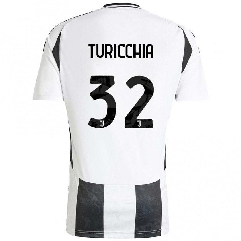 Kandiny Niño Camiseta Riccardo Turicchia #32 Blanco Negro 1ª Equipación 2024/25 La Camisa Chile