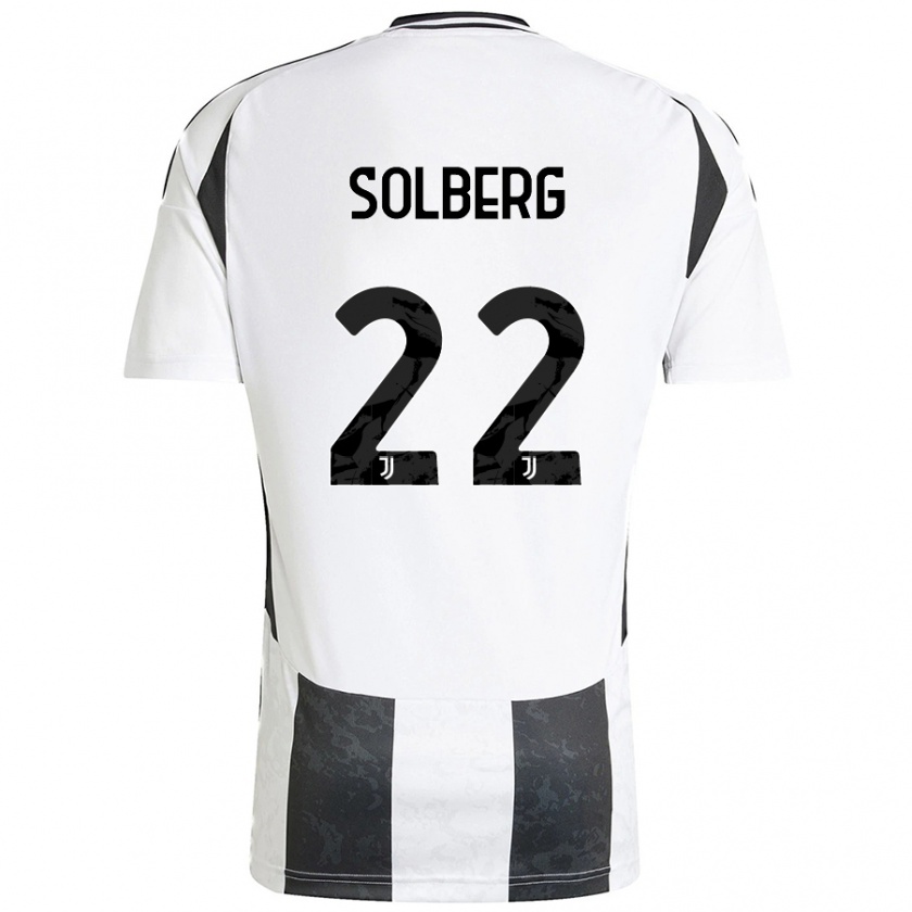 Kandiny Niño Camiseta Elias Solberg #22 Blanco Negro 1ª Equipación 2024/25 La Camisa Chile