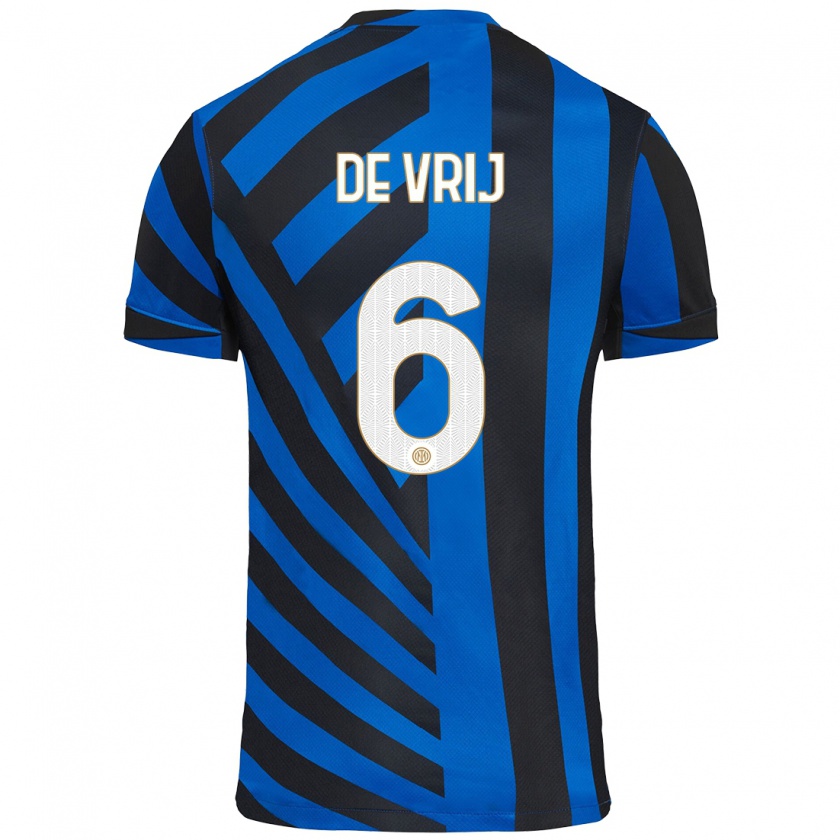 Kandiny Niño Camiseta Stefan De Vrij #6 Azul Negro 1ª Equipación 2024/25 La Camisa Chile