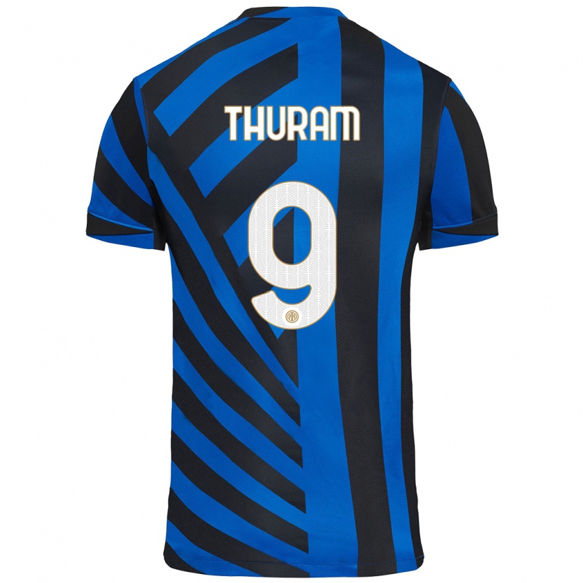 Kandiny Niño Camiseta Marcus Thuram #9 Azul Negro 1ª Equipación 2024/25 La Camisa Chile