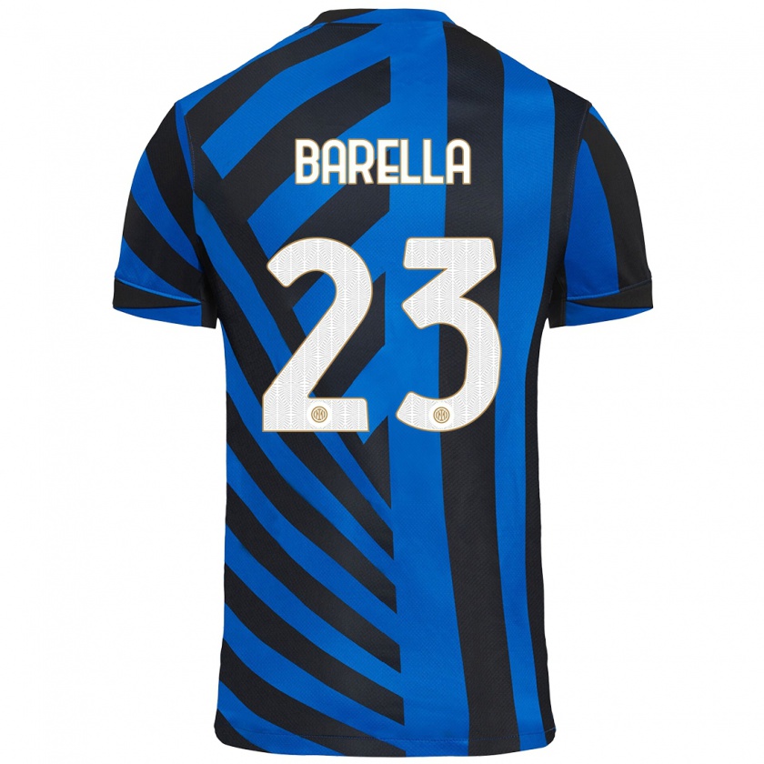 Kandiny Niño Camiseta Nicolò Barella #23 Azul Negro 1ª Equipación 2024/25 La Camisa Chile