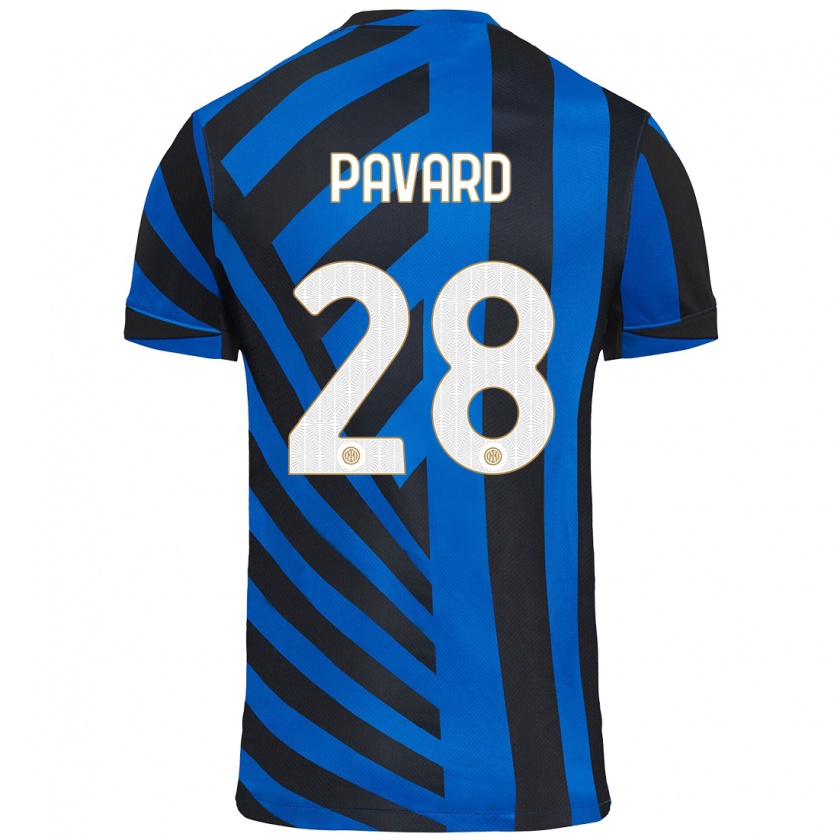 Kandiny Niño Camiseta Benjamin Pavard #28 Azul Negro 1ª Equipación 2024/25 La Camisa Chile