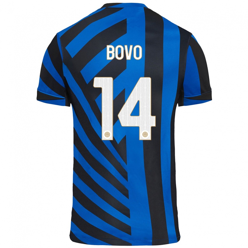 Kandiny Niño Camiseta Leonardo Bovo #14 Azul Negro 1ª Equipación 2024/25 La Camisa Chile