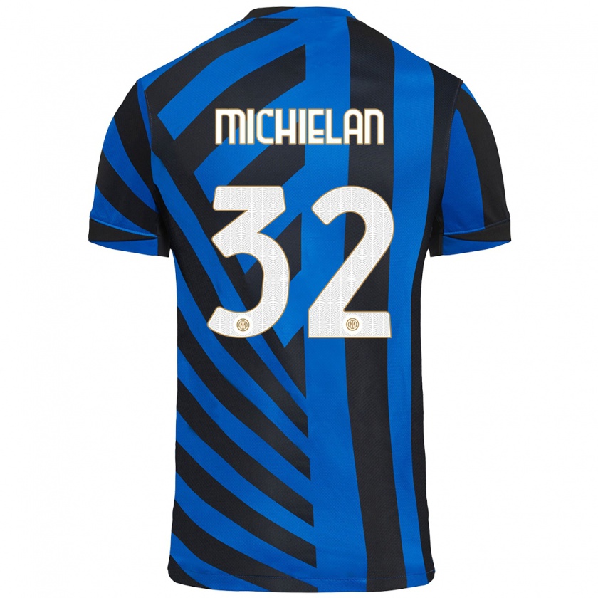 Kandiny Niño Camiseta Mattia Michielan #32 Azul Negro 1ª Equipación 2024/25 La Camisa Chile