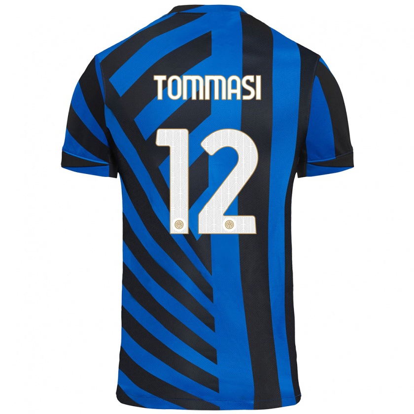 Kandiny Niño Camiseta Francesco Tommasi #12 Azul Negro 1ª Equipación 2024/25 La Camisa Chile