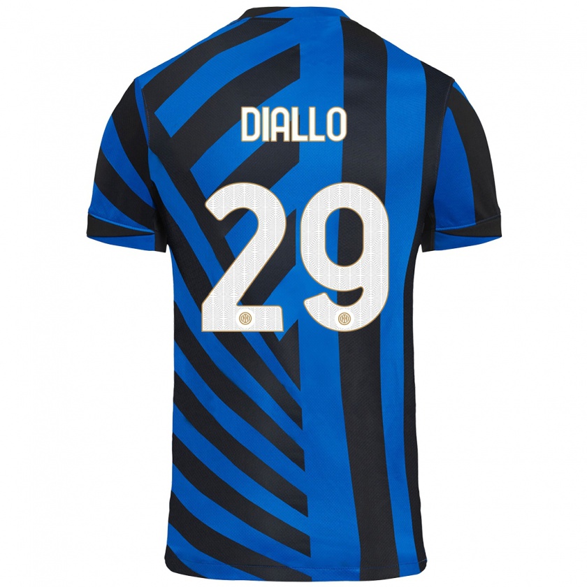 Kandiny Niño Camiseta Oumar Diallo #29 Azul Negro 1ª Equipación 2024/25 La Camisa Chile