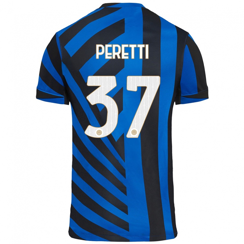 Kandiny Niño Camiseta Lorenzo Peretti #37 Azul Negro 1ª Equipación 2024/25 La Camisa Chile