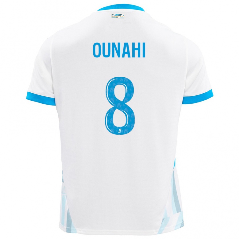 Kandiny Niño Camiseta Azzedine Ounahi #8 Blanco Azul Cielo 1ª Equipación 2024/25 La Camisa Chile