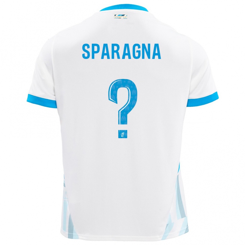 Kandiny Niño Camiseta Stéphane Sparagna #0 Blanco Azul Cielo 1ª Equipación 2024/25 La Camisa Chile