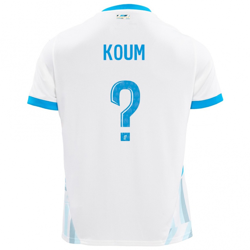 Kandiny Niño Camiseta Alexi Koum #0 Blanco Azul Cielo 1ª Equipación 2024/25 La Camisa Chile