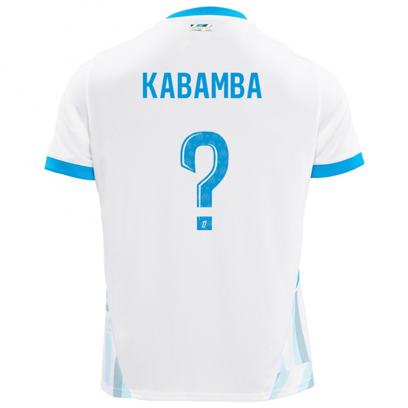 Kandiny Niño Camiseta Alexis Kabamba #0 Blanco Azul Cielo 1ª Equipación 2024/25 La Camisa Chile