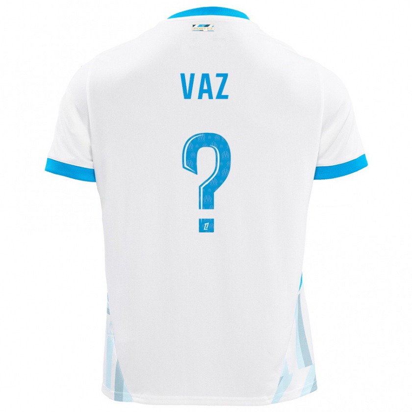 Kandiny Niño Camiseta Robinio Vaz #0 Blanco Azul Cielo 1ª Equipación 2024/25 La Camisa Chile