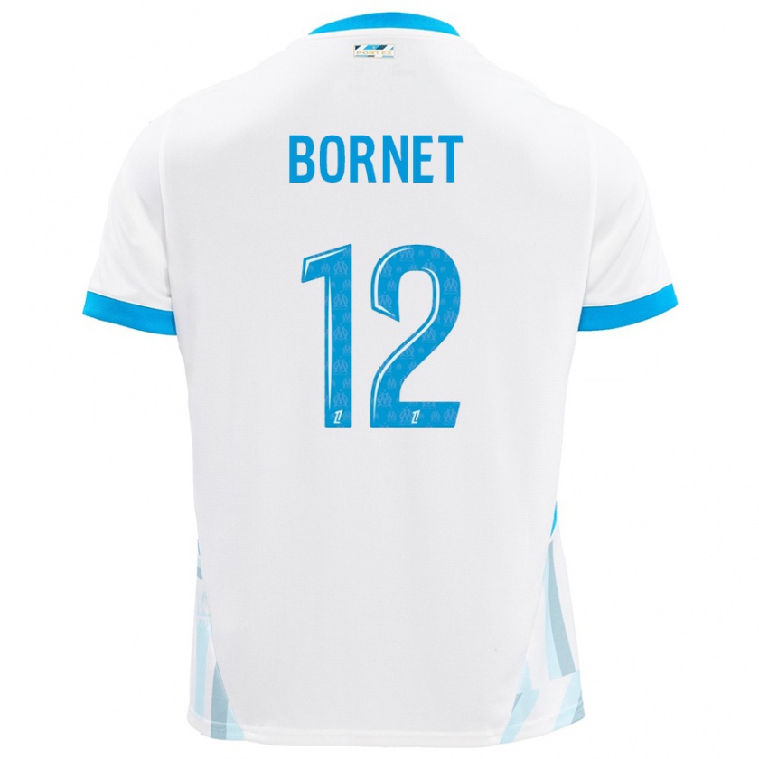 Kandiny Niño Camiseta Camille Bornet #12 Blanco Azul Cielo 1ª Equipación 2024/25 La Camisa Chile