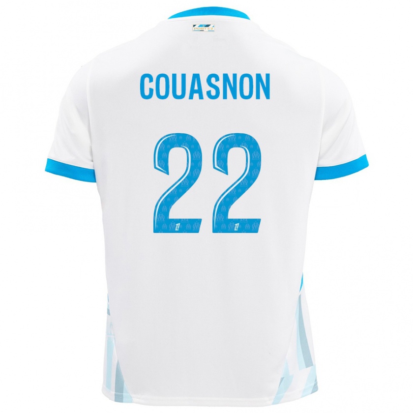 Kandiny Niño Camiseta Roxane Couasnon #22 Blanco Azul Cielo 1ª Equipación 2024/25 La Camisa Chile