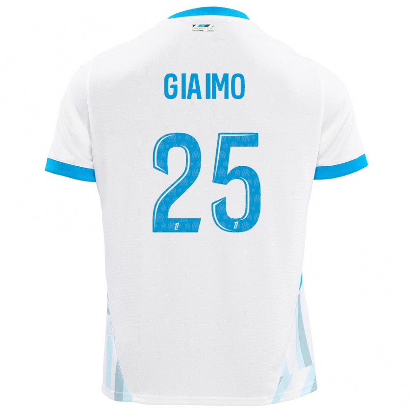 Kandiny Niño Camiseta Carla Giaimo #25 Blanco Azul Cielo 1ª Equipación 2024/25 La Camisa Chile