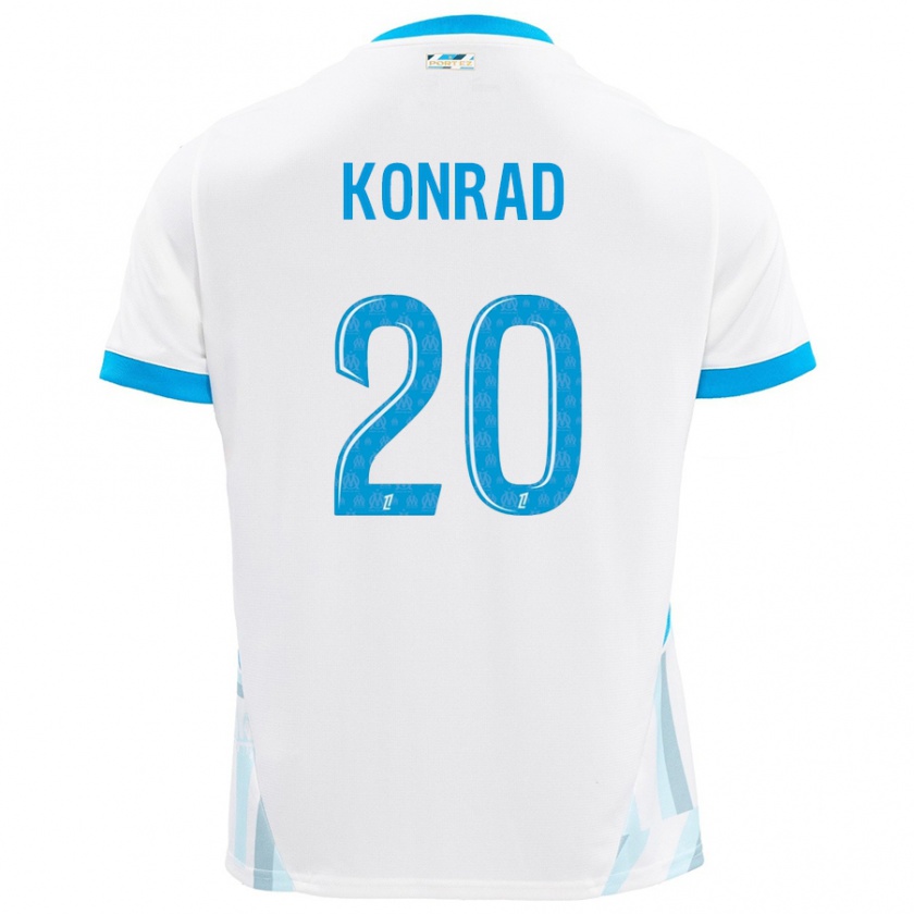 Kandiny Niño Camiseta Konrad De La Fuente #20 Blanco Azul Cielo 1ª Equipación 2024/25 La Camisa Chile