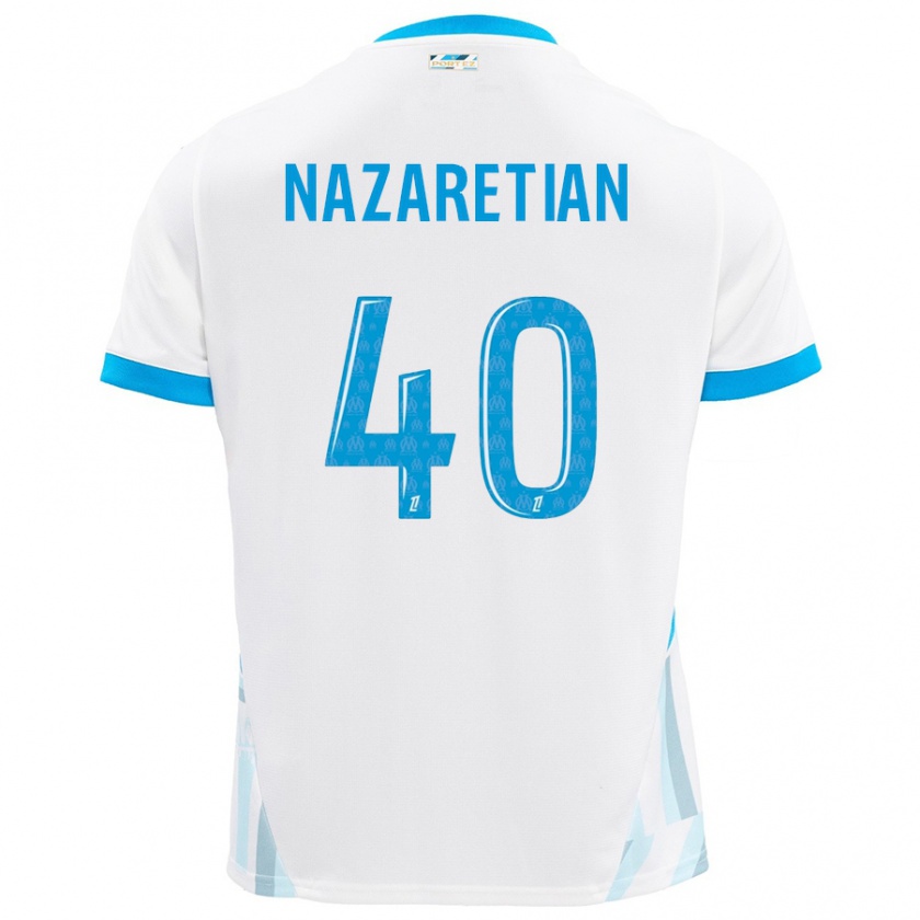 Kandiny Niño Camiseta Manuel Nazaretian #40 Blanco Azul Cielo 1ª Equipación 2024/25 La Camisa Chile