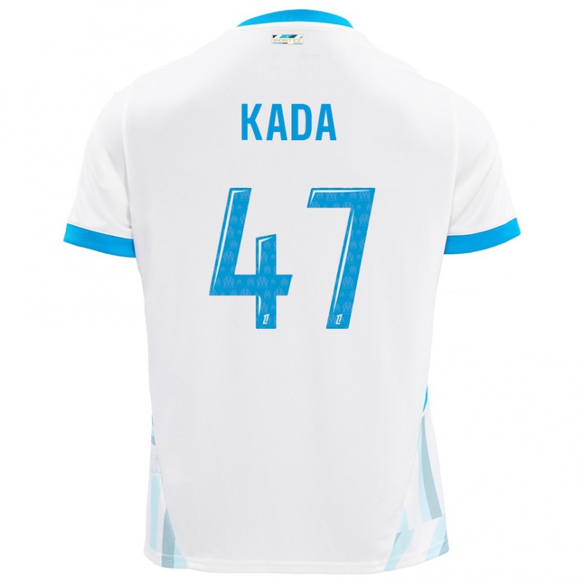 Kandiny Niño Camiseta Joakim Kada #47 Blanco Azul Cielo 1ª Equipación 2024/25 La Camisa Chile