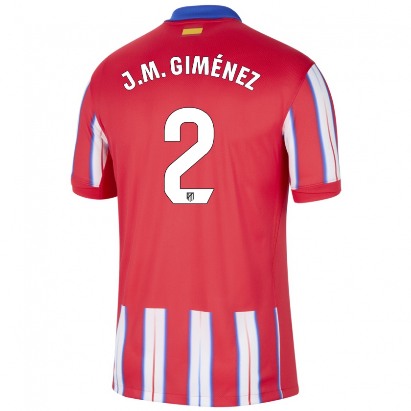 Kandiny Niño Camiseta José María Giménez #2 Rojo Blanco Azul 1ª Equipación 2024/25 La Camisa Chile