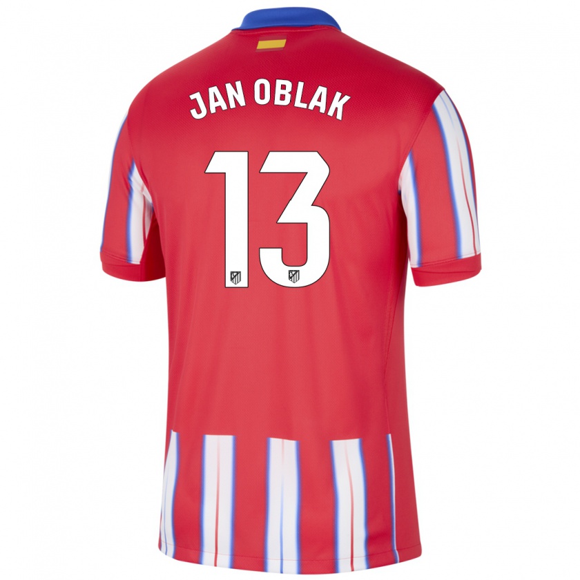 Kandiny Niño Camiseta Jan Oblak #13 Rojo Blanco Azul 1ª Equipación 2024/25 La Camisa Chile