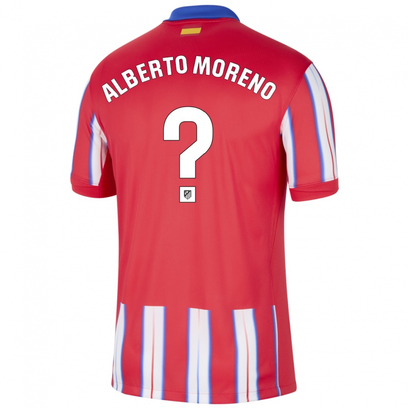 Kandiny Niño Camiseta Alberto Moreno #0 Rojo Blanco Azul 1ª Equipación 2024/25 La Camisa Chile