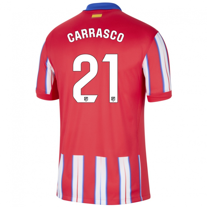 Kandiny Niño Camiseta Yannick Carrasco #21 Rojo Blanco Azul 1ª Equipación 2024/25 La Camisa Chile