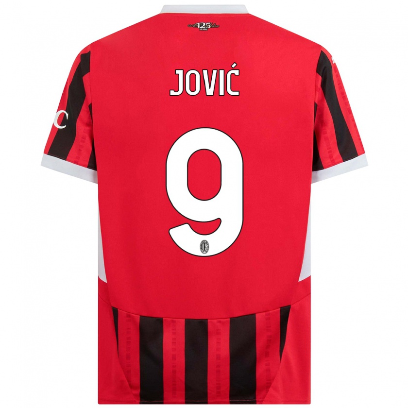 Kandiny Niño Camiseta Luka Jović #9 Rojo Negro 1ª Equipación 2024/25 La Camisa Chile