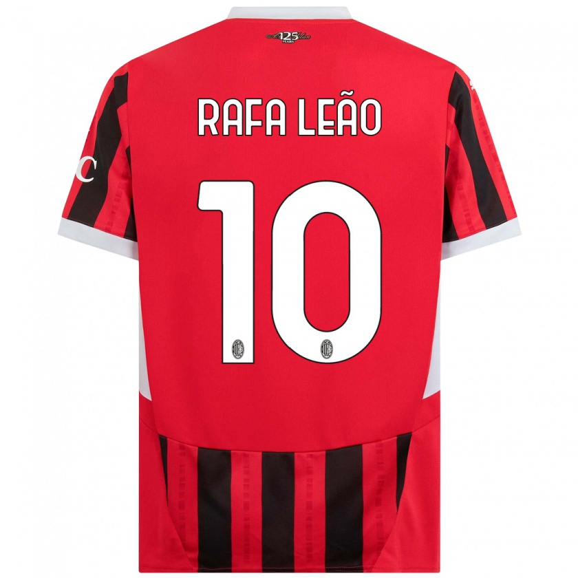 Kandiny Niño Camiseta Rafael Leão #10 Rojo Negro 1ª Equipación 2024/25 La Camisa Chile