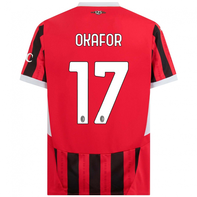 Kandiny Niño Camiseta Noah Okafor #17 Rojo Negro 1ª Equipación 2024/25 La Camisa Chile