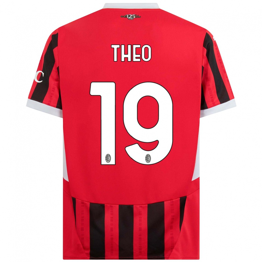 Kandiny Niño Camiseta Theo Hernández #19 Rojo Negro 1ª Equipación 2024/25 La Camisa Chile