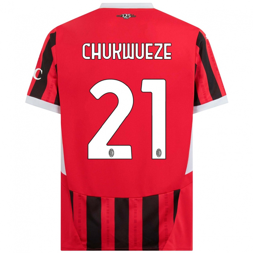 Kandiny Niño Camiseta Samuel Chukwueze #21 Rojo Negro 1ª Equipación 2024/25 La Camisa Chile