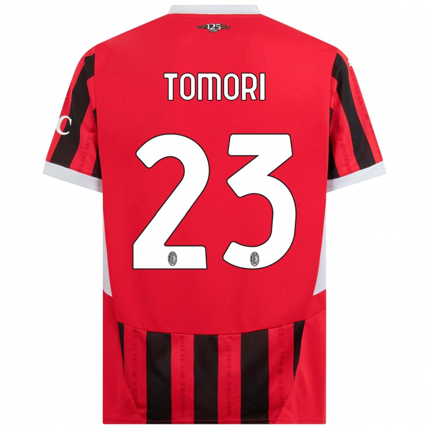 Kandiny Niño Camiseta Fikayo Tomori #23 Rojo Negro 1ª Equipación 2024/25 La Camisa Chile