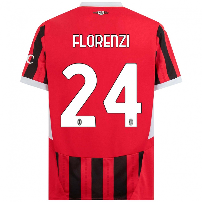 Kandiny Niño Camiseta Alessandro Florenzi #24 Rojo Negro 1ª Equipación 2024/25 La Camisa Chile