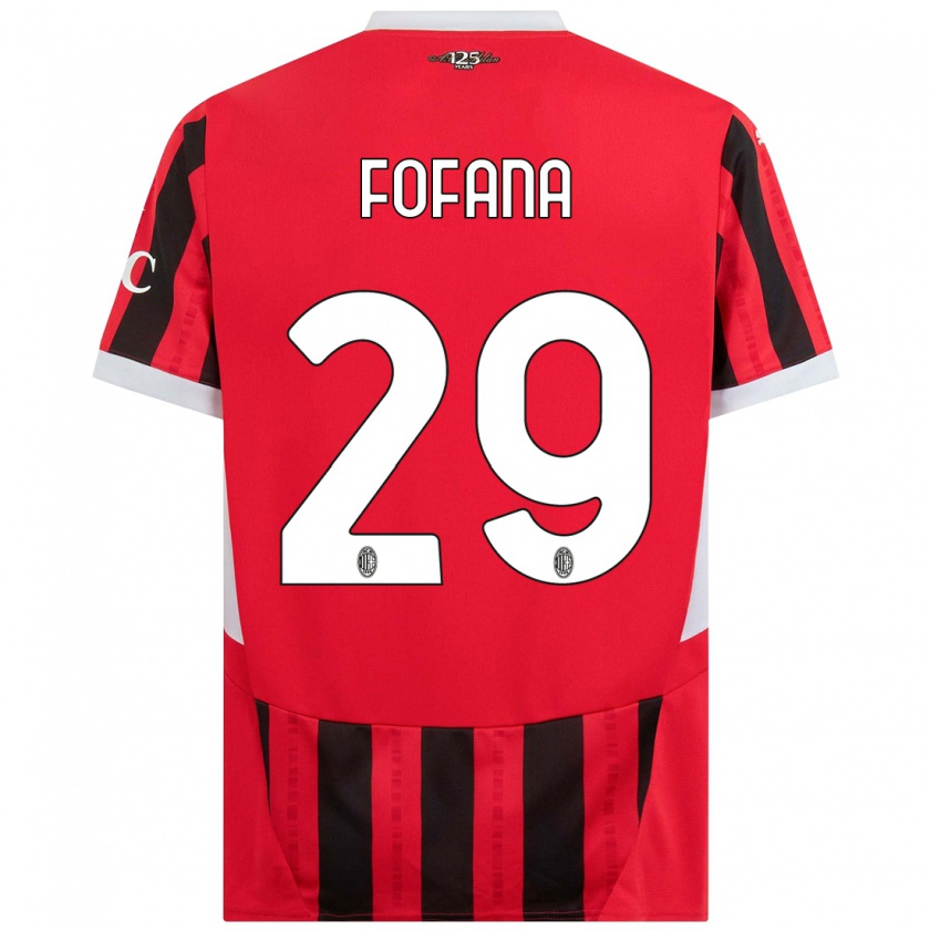 Kandiny Niño Camiseta Youssouf Fofana #29 Rojo Negro 1ª Equipación 2024/25 La Camisa Chile