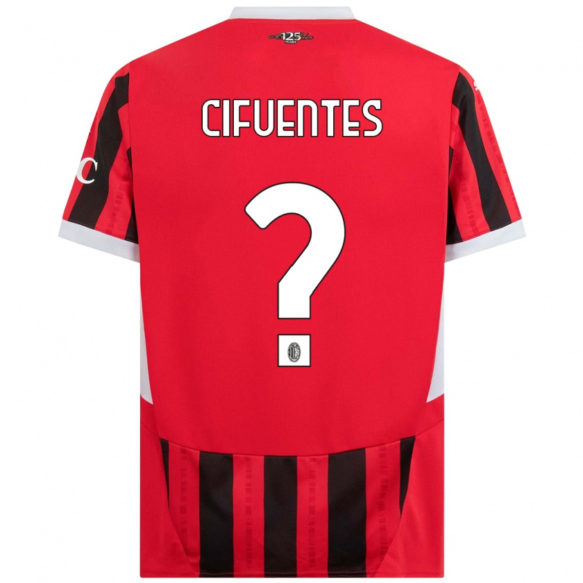 Kandiny Niño Camiseta Maikol Cifuentes #0 Rojo Negro 1ª Equipación 2024/25 La Camisa Chile