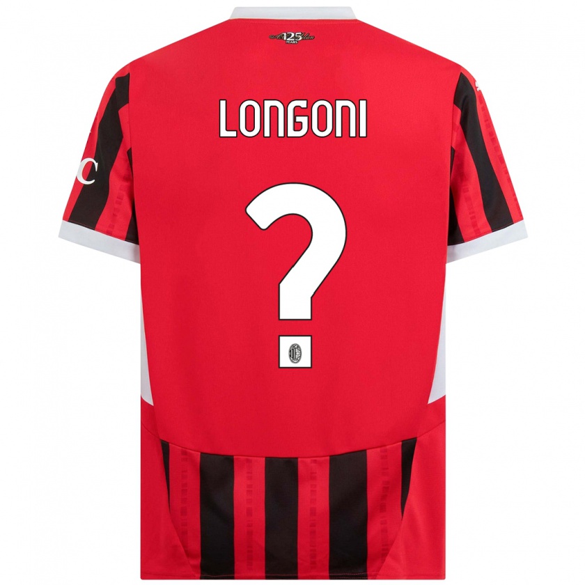 Kandiny Niño Camiseta Alessandro Longoni #0 Rojo Negro 1ª Equipación 2024/25 La Camisa Chile