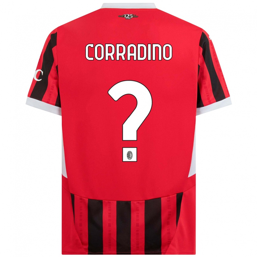 Kandiny Niño Camiseta Riccardo Corradino #0 Rojo Negro 1ª Equipación 2024/25 La Camisa Chile