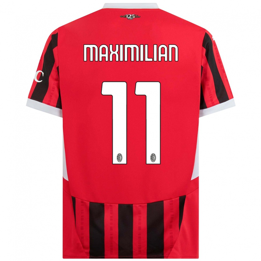 Kandiny Niño Camiseta Maximilian Ibrahimović #11 Rojo Negro 1ª Equipación 2024/25 La Camisa Chile