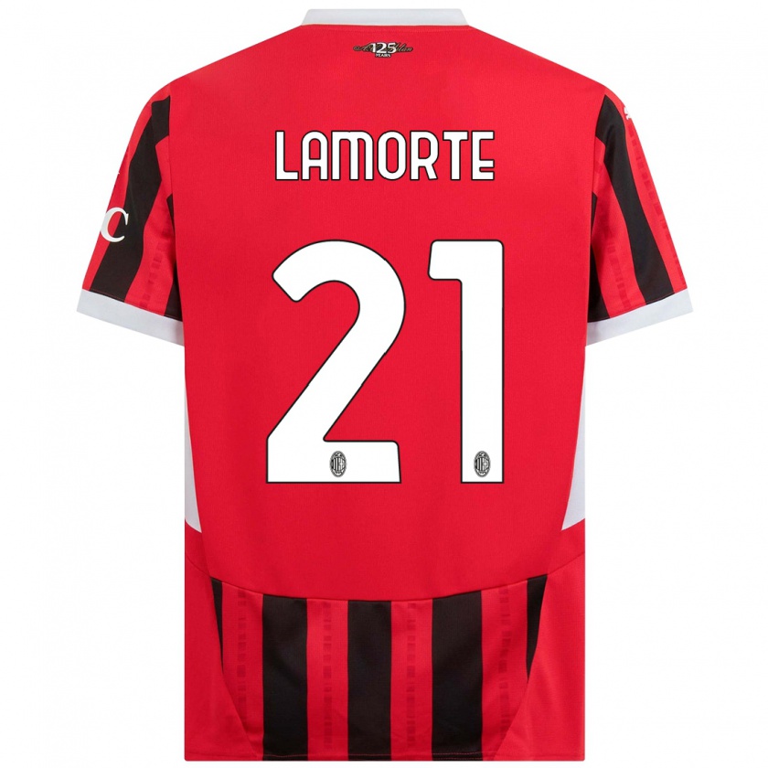 Kandiny Niño Camiseta Alessandro Lamorte #21 Rojo Negro 1ª Equipación 2024/25 La Camisa Chile