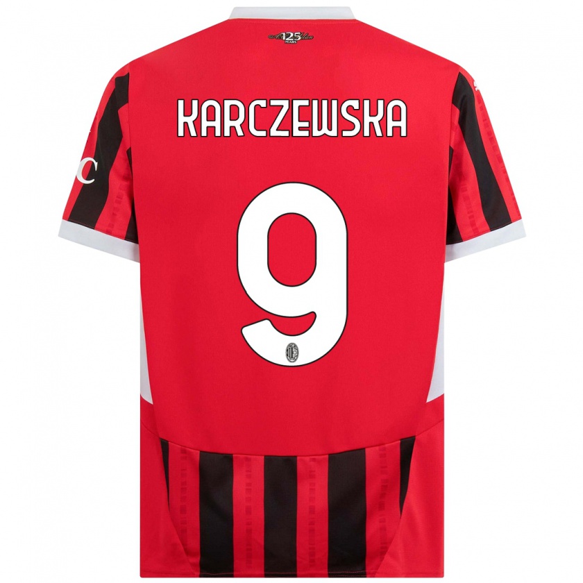 Kandiny Niño Camiseta Nikola Karczewska #9 Rojo Negro 1ª Equipación 2024/25 La Camisa Chile