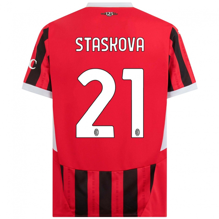 Kandiny Niño Camiseta Andrea Stašková #21 Rojo Negro 1ª Equipación 2024/25 La Camisa Chile