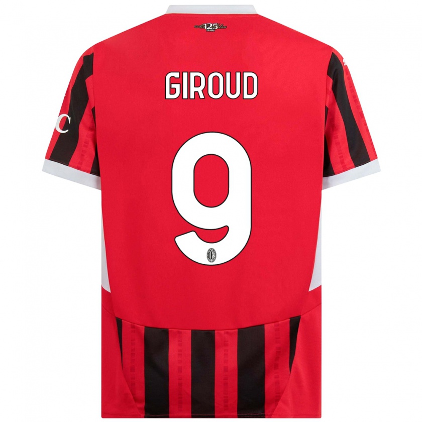 Kandiny Niño Camiseta Olivier Giroud #9 Rojo Negro 1ª Equipación 2024/25 La Camisa Chile