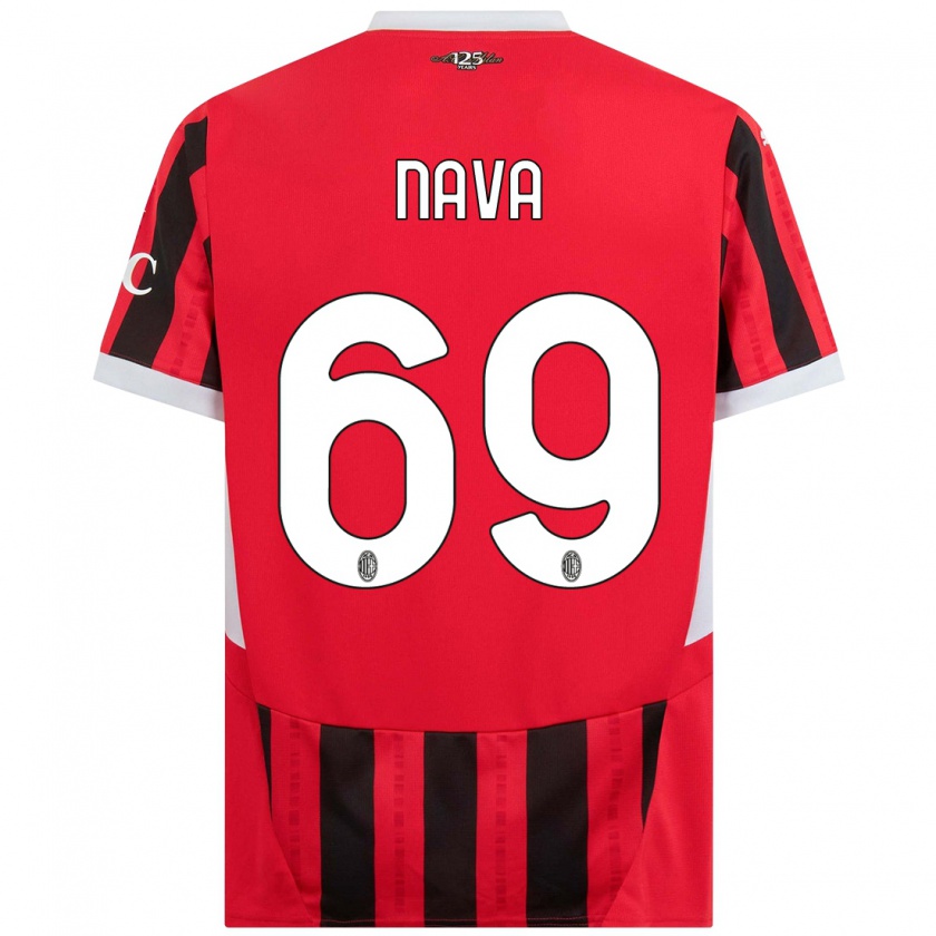 Kandiny Niño Camiseta Lapo Nava #69 Rojo Negro 1ª Equipación 2024/25 La Camisa Chile