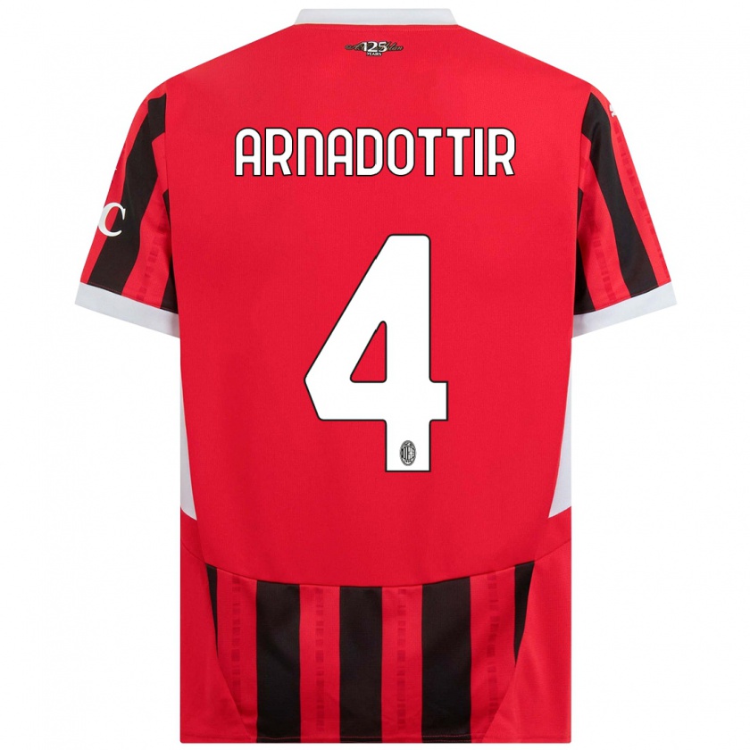 Kandiny Niño Camiseta Guony Arnadottir #4 Rojo Negro 1ª Equipación 2024/25 La Camisa Chile