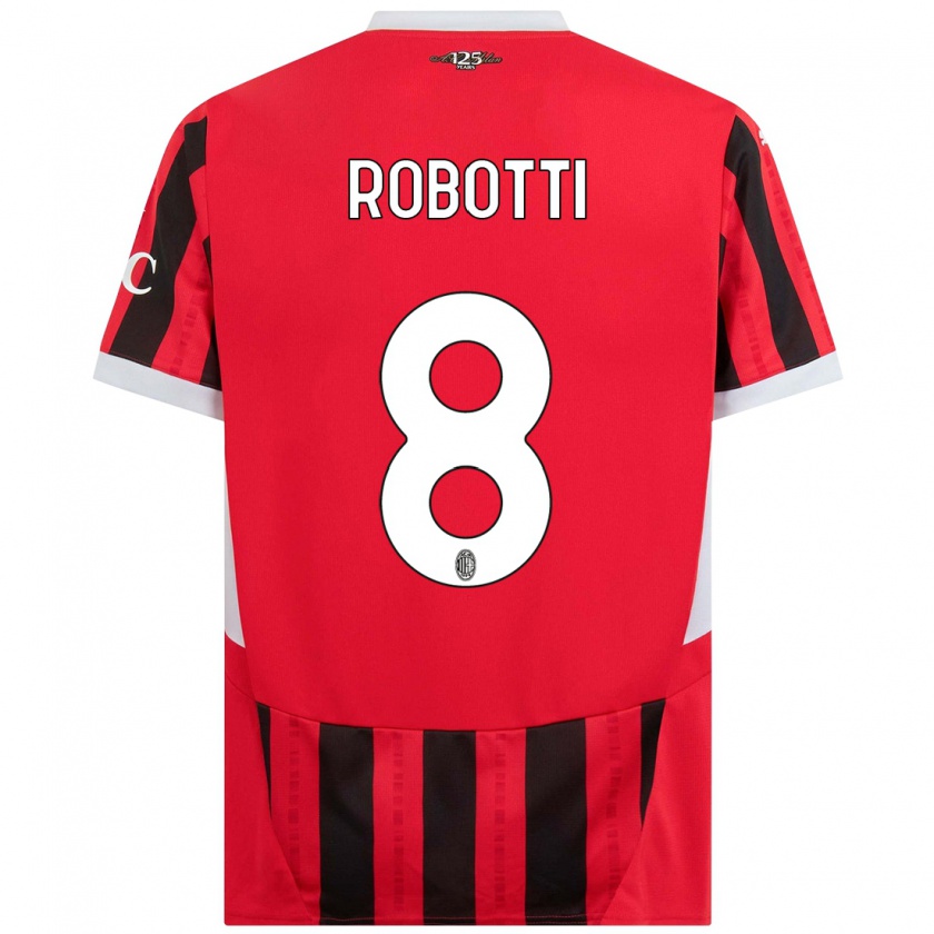 Kandiny Niño Camiseta Giovanni Robotti #8 Rojo Negro 1ª Equipación 2024/25 La Camisa Chile