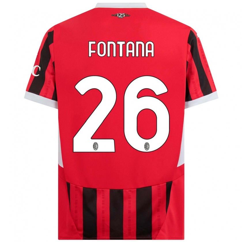 Kandiny Niño Camiseta Francesco Fontana #26 Rojo Negro 1ª Equipación 2024/25 La Camisa Chile